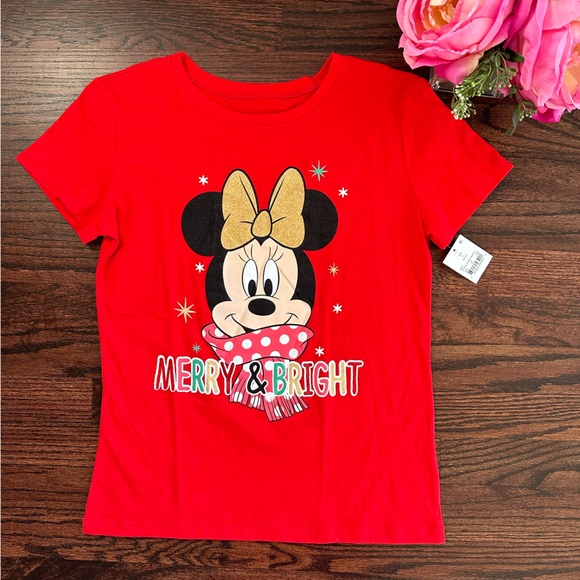 NWT Minnie Mouse Merry & Bright tee, size L/10-12 - Picture 1 of 5